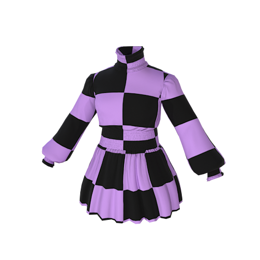 Design prrple checkerd dres