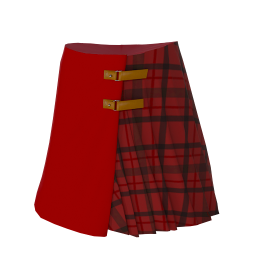 Design red  check skirt