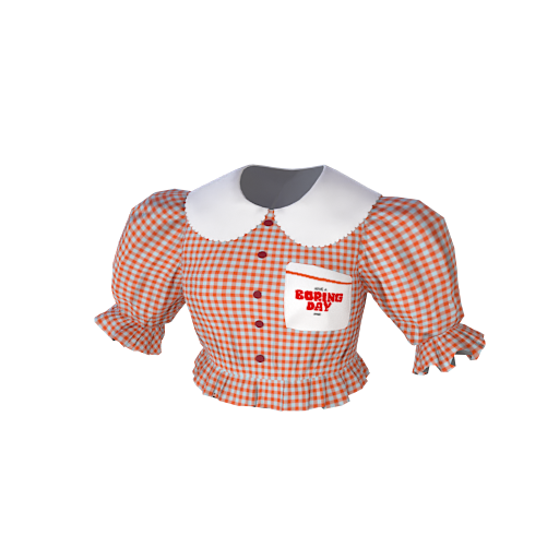 Design red check blouse